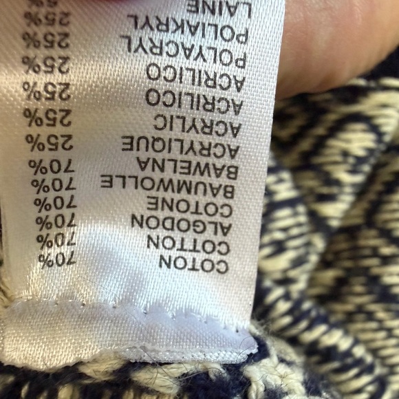 Lely Wood Women’s Cardigan Sweater Jacket Blue White Geometric Knit Tie Belt M - Picture 10 of 11